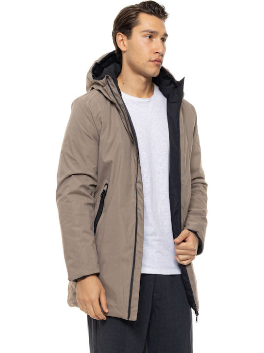 Geaca barbati reversibila cu gluga – negru / bej [6]