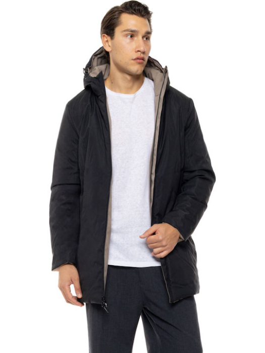 Geaca barbati reversibila cu gluga – negru / bej [2]