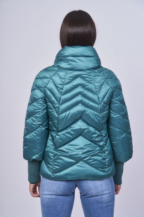 Geaca scurta matlasata verde-turcoaz [2]