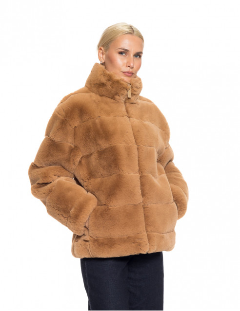 Jacheta scurta din blana ecologica caramel [1]