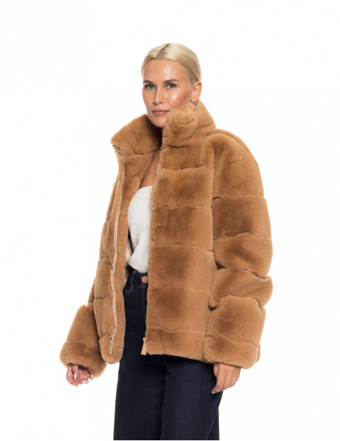 Jacheta scurta din blana ecologica caramel [3]