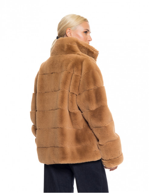 Jacheta scurta din blana ecologica caramel [2]