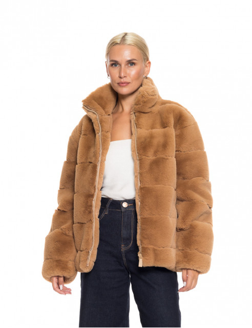 Jacheta scurta din blana ecologica caramel [4]