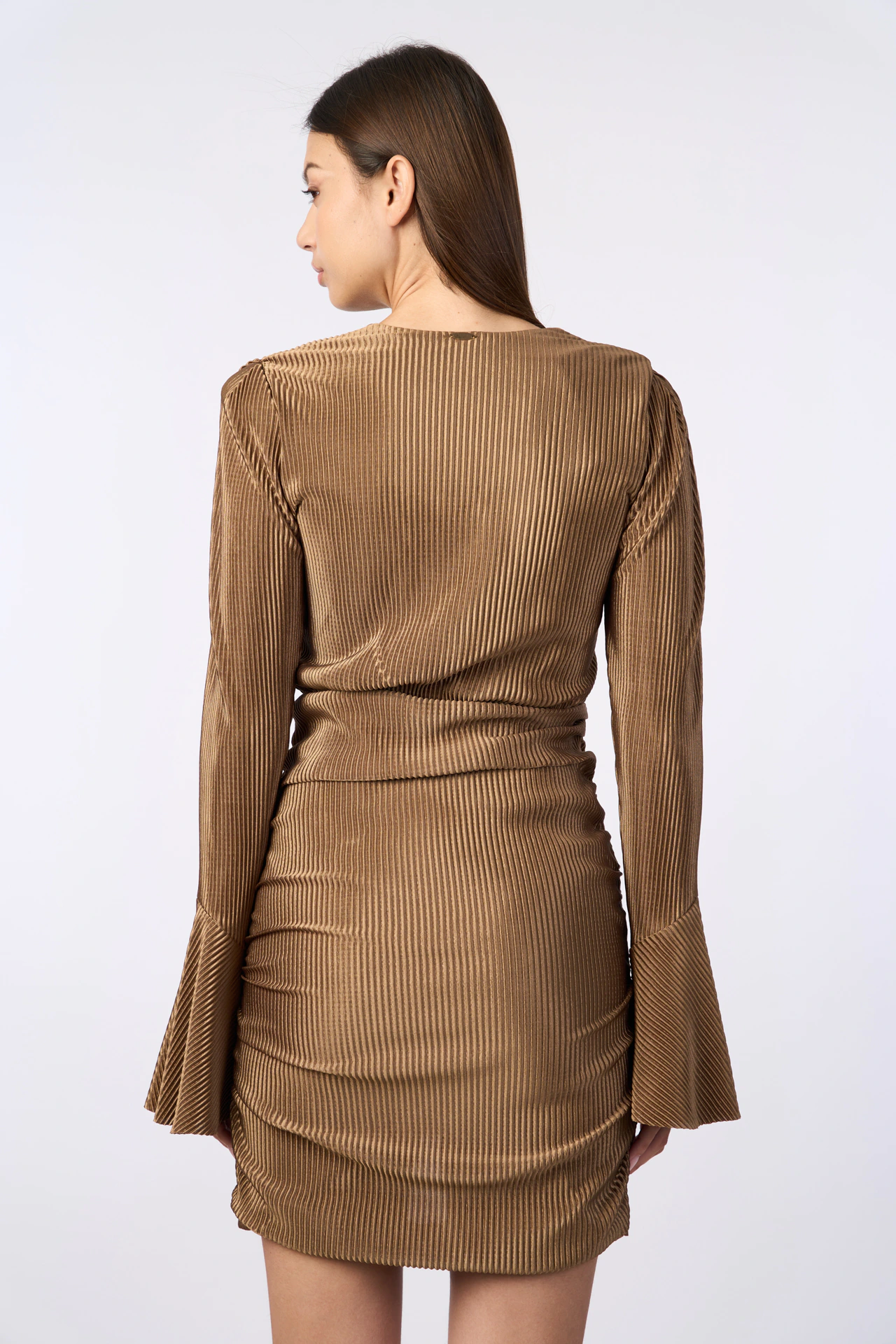 ROCHIE SCURTA DIN MATERIAL PLISAT AURIU BRONZ [1]