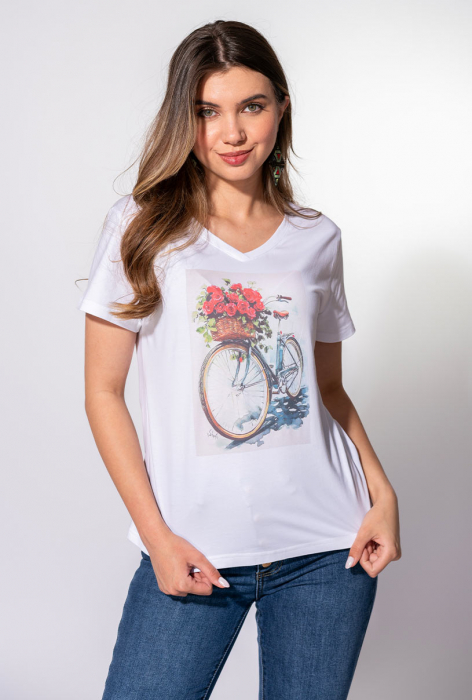 Tricou alb cu imprimeu  [3]