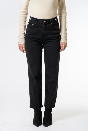 Blugi dama negri mom fit cu talie inalta [2]