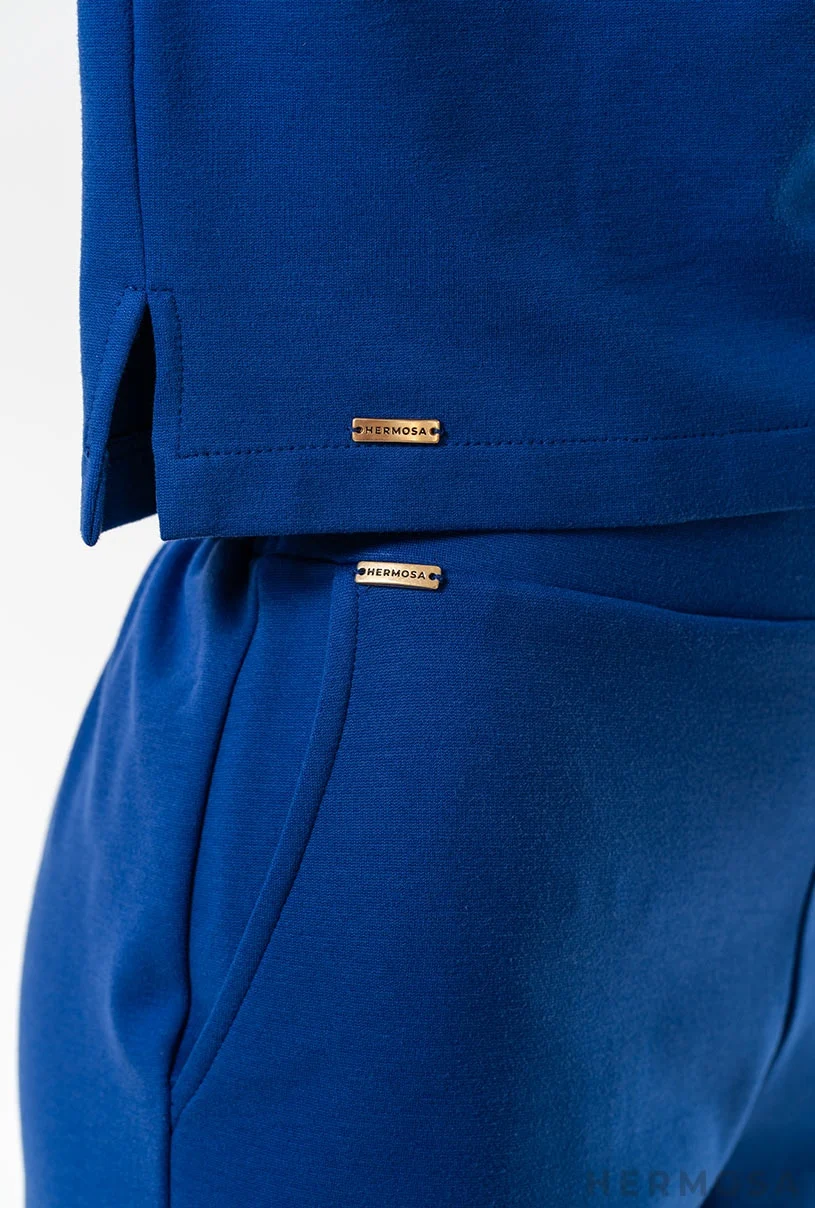 Bluza dama albastru regal din tricot de bumbac [3]