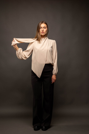 Bluza eleganta dama cu funda decorativa – bej [1]