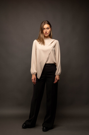 Femei - Bluza eleganta dama cu funda decorativa – bej