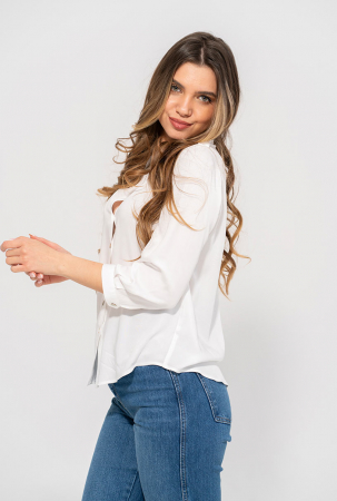 Camasi - Camasa alba lejera cu maneca trei sferturi