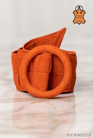 Accesorii si incaltaminte - Centura piele naturala/ Portocaliu intens