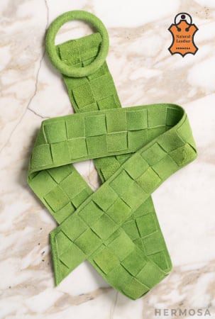 Accesorii si incaltaminte - Centura piele naturala Verde vibrant 