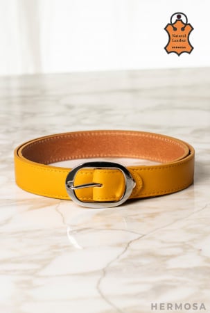 Accesorii si incaltaminte - Curea piele naturala  / Galben mustar 