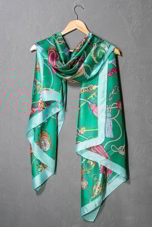 Accesorii si incaltaminte - Esarfa dama Verde cu imprimeu baroc 