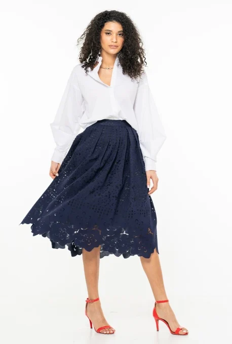 Femei - Fusta dama bleumarin midi