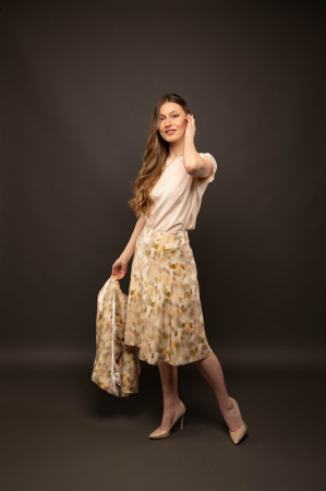 Fuste - FUSTA MIDI CU IMPRIMEU ACUARELA