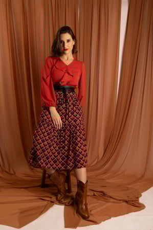 FUSTA MIDI CU IMPRIMEU GEOMETRIC [1]