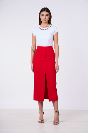 Fuste - FUSTA MIDI ROSIE CU CREVASA