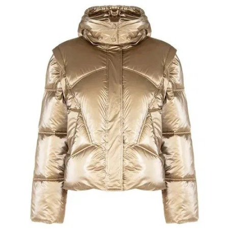 Geaca dama aurie metalizata 2 in 1 cu gluga [3]