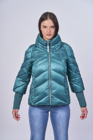 Geaca scurta matlasata verde-turcoaz [2]