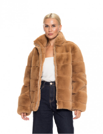 Jacheta scurta din blana ecologica caramel [3]