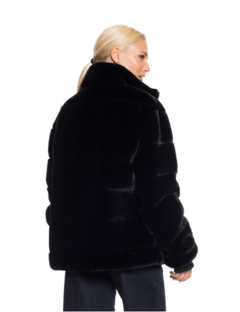 Jacheta scurta din blana ecologica neagra [1]
