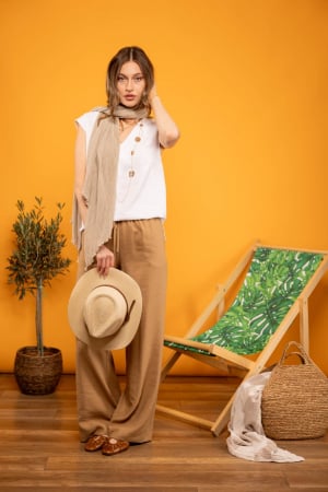 Femei - Pantaloni EVAZATI Bej