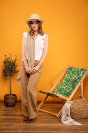 Pantaloni EVAZATI Bej [2]