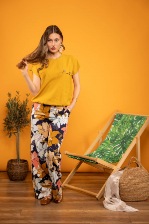 Femei - Pantaloni largi cu imprimeu floral
