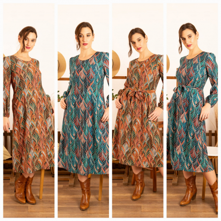 ROCHIE MIDI CU PRINT ABSTRACT SI CORDON [3]