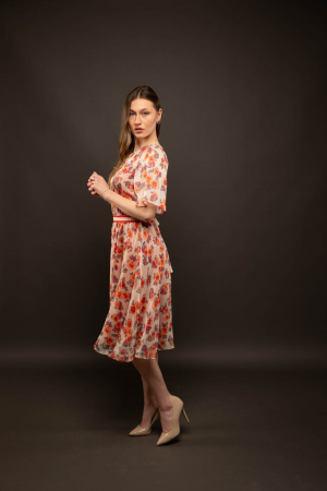 Rochii - ROCHIE MIDI DIN VOAL CU IMPRIMEU