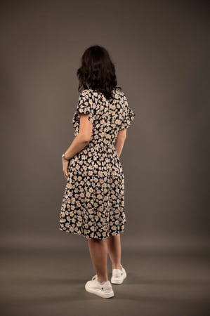 Rochii - ROCHIE NEAGRA CU IMPRIMEU FLORAL