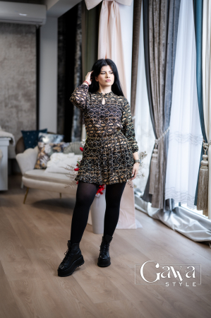 Rochii - Rochie scurta imprimeu snake cu volan