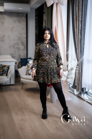 Rochie scurta imprimeu snake cu volan [1]