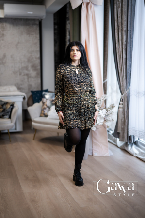 Rochie scurta imprimeu snake cu volan [2]