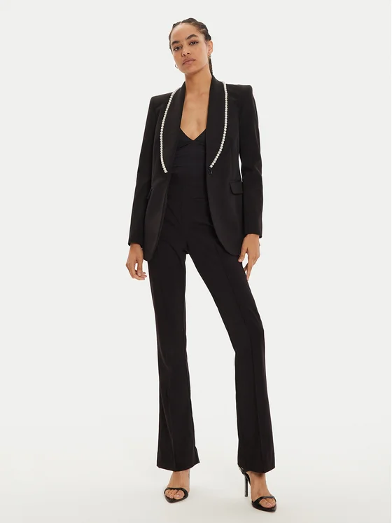 Femei - Sacou negru cu guler decorat cu perle