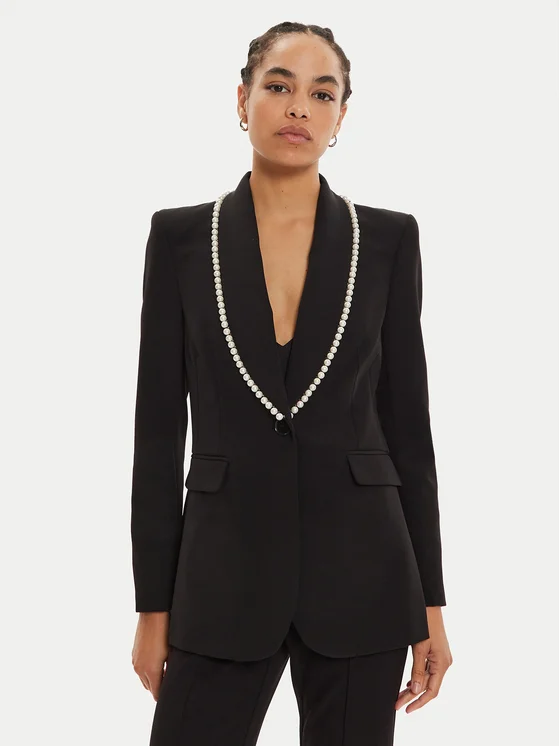 Sacou negru cu guler decorat cu perle [3]