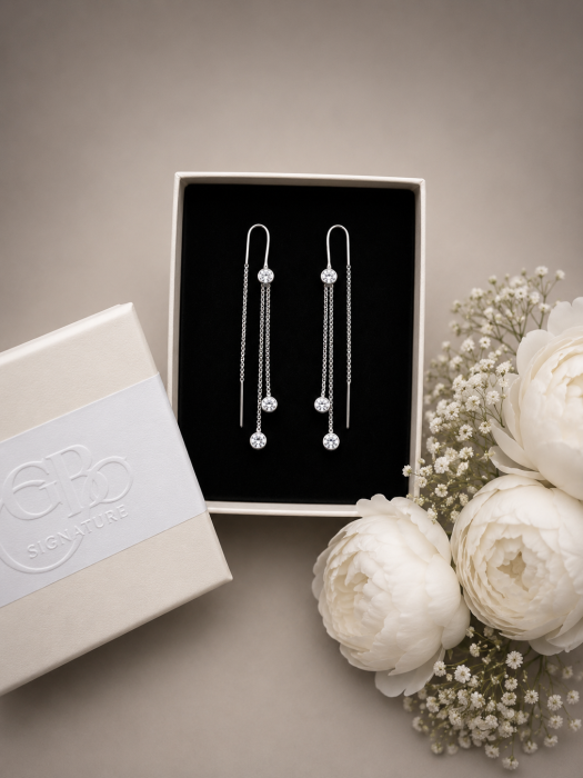 Cercei lungi din argint 925 cu zirconii transparente Crystal Cascade Earrings GB Signature [2]