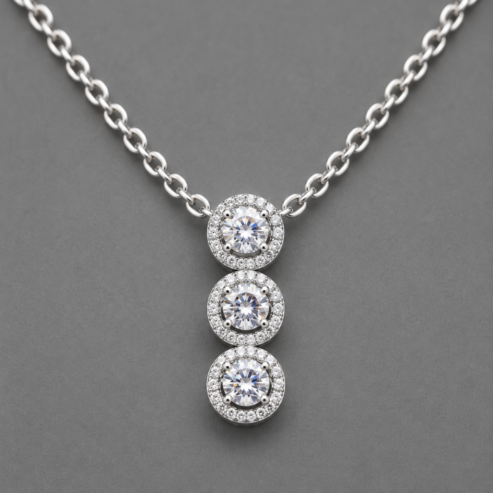 Colier argint 925 cu trei zirconii verticale Trinity Necklace GB Signature [2]