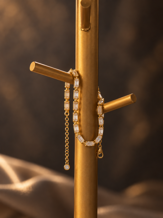 Brățară din argint 925 placată cu aur 18K Golden Baguette - vedere frontală GB Signature [2]