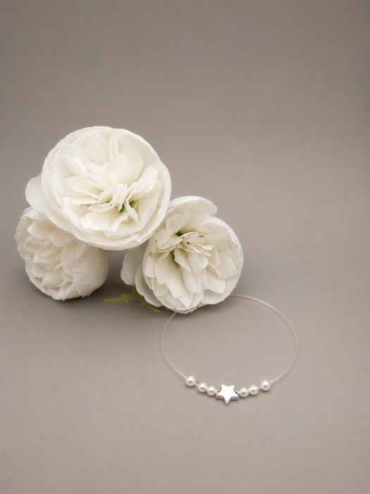 Bratara argint 925 cu perle si stea pe fir transparent Celestial Pearl Bracelet GB Signature [2]