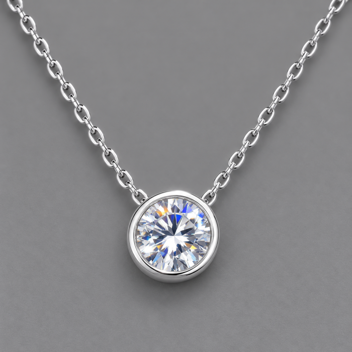 Colier argint 925 cu cristal solitar rotund Eclat Necklace GB Signature [2]