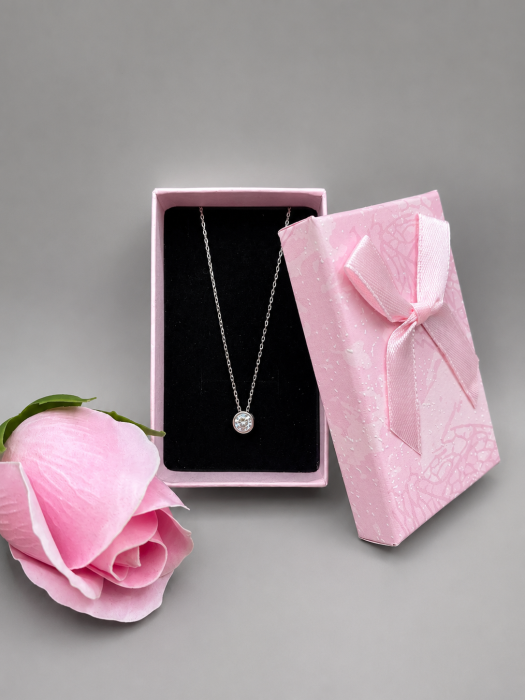 Colier argint 925 cu cristal solitar rotund Eclat Necklace GB Signature [3]