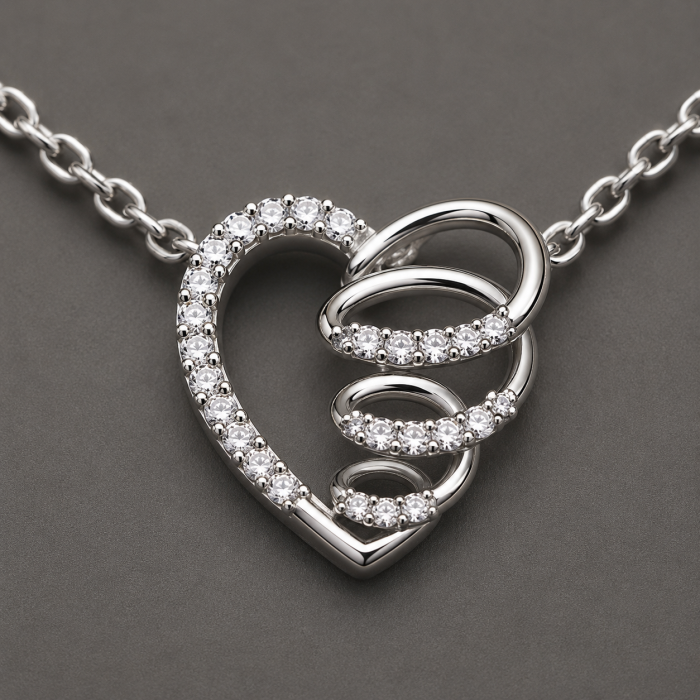 Colier argint 925 inima imbratisata cu zirconii Embrace Heart Necklace GB Signature [2]