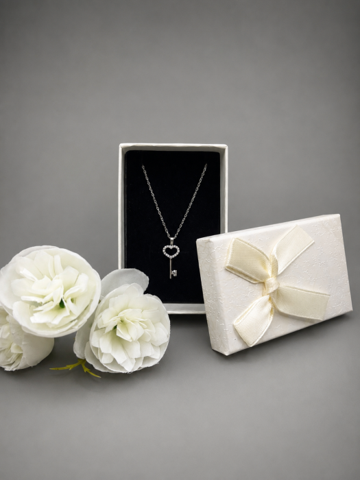 Colier argint 925 cheie si inima cu zirconii Key to My Heart Necklace GB Signature [3]