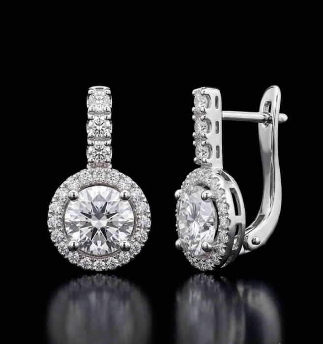Cercei argint 925 cu halo si zirconii albe Luna Spark Earrings GB Signature [4]
