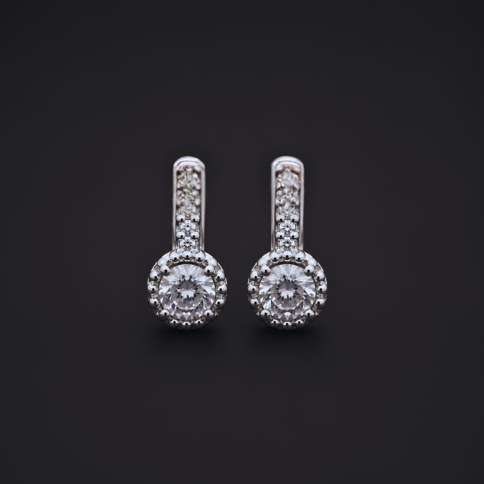 Cercei argint 925 cu halo si zirconii albe Luna Spark Earrings GB Signature [2]