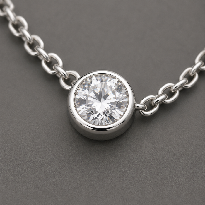 Colier argint 925 cu zirconiu rotund solitar Luna Spark Necklace GB Signature [2]