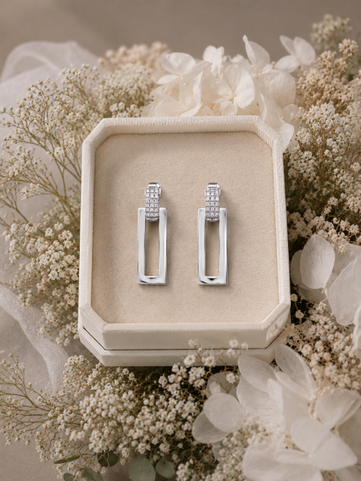 Cercei geometrici dreptunghiulari din argint 925 rodiat cu zirconii Modern Grace Earrings GB Signature [2]