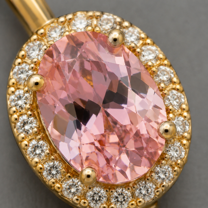 Cercei otel inoxidabil placati cu aur 18K toarte cu cristal oval roz Pink Duchess GB Signature [2]